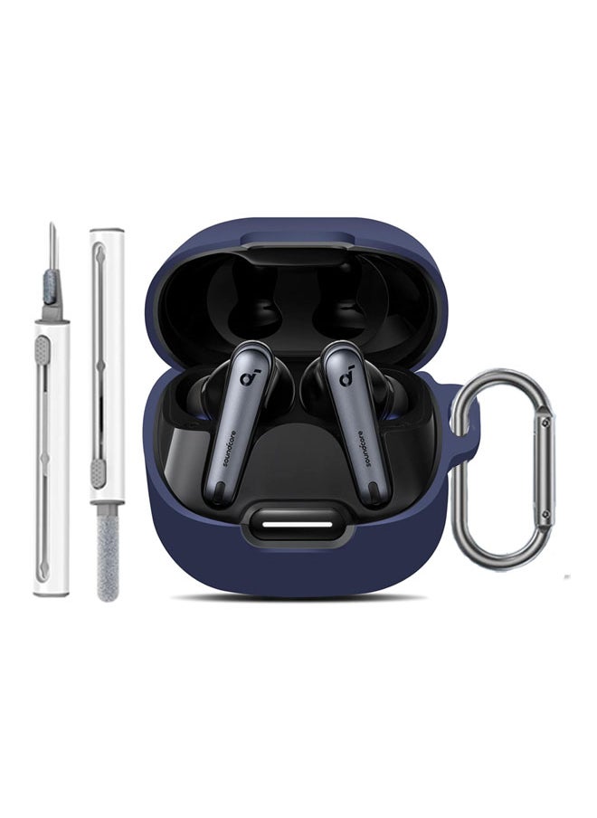 SJet for Liberty 4 NC Case Cover with Cleaner Kit, Soft Silicone Protective Case for Anker Soundcore Liberty 4 NC Case for Women Men, Liberty 4 NC Case Accessories with Keychain (Blue)  - Image 1