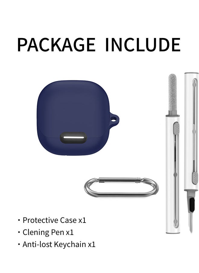 SJet for Liberty 4 NC Case Cover with Cleaner Kit, Soft Silicone Protective Case for Anker Soundcore Liberty 4 NC Case for Women Men, Liberty 4 NC Case Accessories with Keychain (Blue)  - Image 2