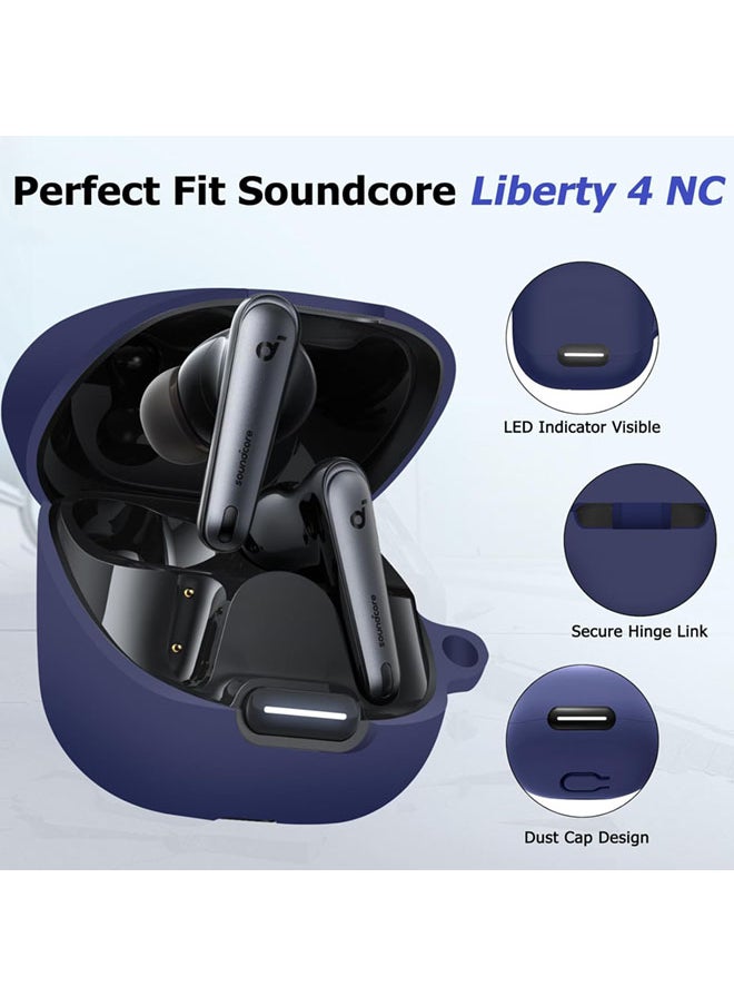 SJet for Liberty 4 NC Case Cover with Cleaner Kit, Soft Silicone Protective Case for Anker Soundcore Liberty 4 NC Case for Women Men, Liberty 4 NC Case Accessories with Keychain (Blue)  - Image 4
