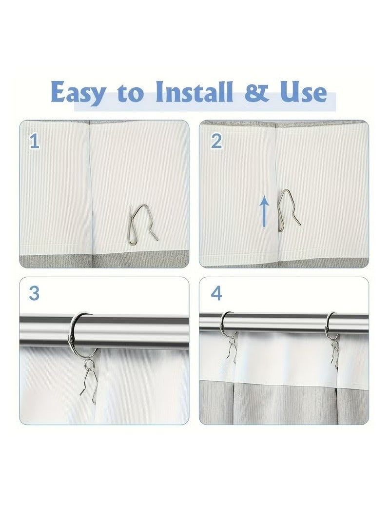 60pcs Metal Curtain Hooks, Drapery Pin and Hook for Pleated Drapes, Stainless Steel Door/Window/Shower Curtain, Silver  - Image 3