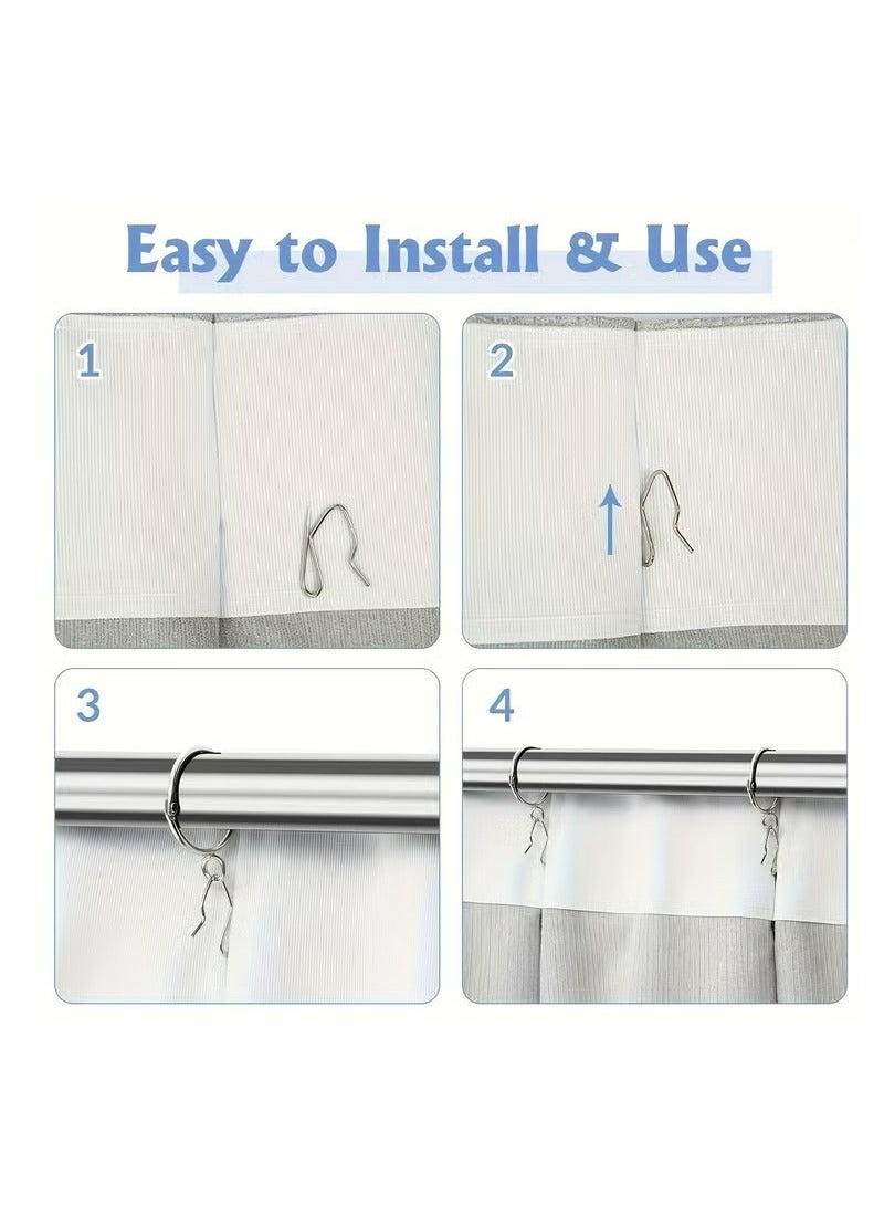 60pcs Metal Curtain Hooks, Drapery Pin and Hook for Pleated Drapes, Stainless Steel Door/Window/Shower Curtain, Silver  - Image 5