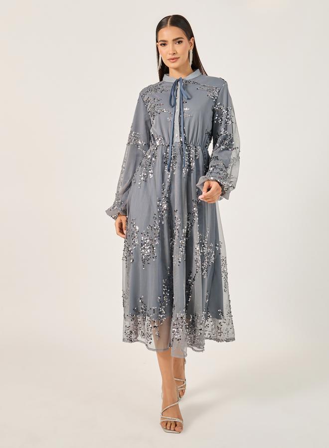 Styli Sequin Tulle Midi Dress  - Image 1