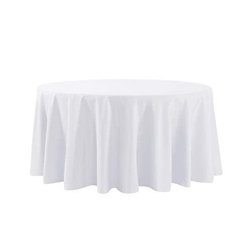Cupuamon 108 inch Round Tablecloth Washable Polyester Table Cloth Decorative Table Cover for Wedding Party Dining Banquet (108 inch,White) - Image 2