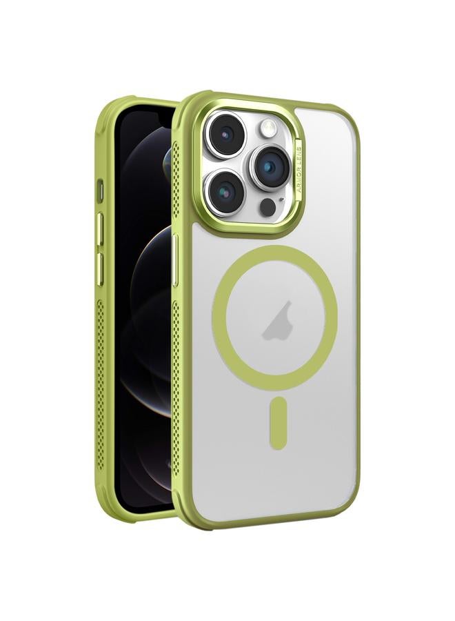 زبون جراب لهاتف iPhone 12 Pro مصنوع من مواد تبريد جانبية مع ملمس جلدي غير لامع وإطار عدسة معدني وغطاء هاتف MagSafe - Image 1