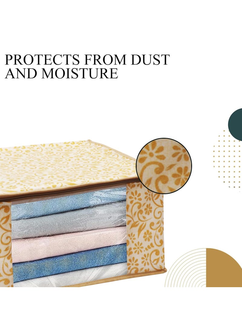 AI ANKIT INTERNATIONAL AI ANKIT INTERNATIONAL Clothes Storage Bag with Dust Protection Front Clear window Zip Closure for Saree Suit MultiPurpose Saree Cover With ZIPPack of 9 Golden  - Image 5