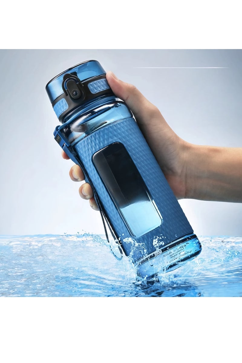 أوسبايس زجاجة مياه رياضية، زجاجة شرب خالية من مادة BPA ومضادة للتسرب، كوب مياه محمول بسعة كبيرة، قارورة مياه خفيفة الوزن سهلة التنظيف للأطفال والكبار، (قطعة واحدة، رمادي) - Image 3