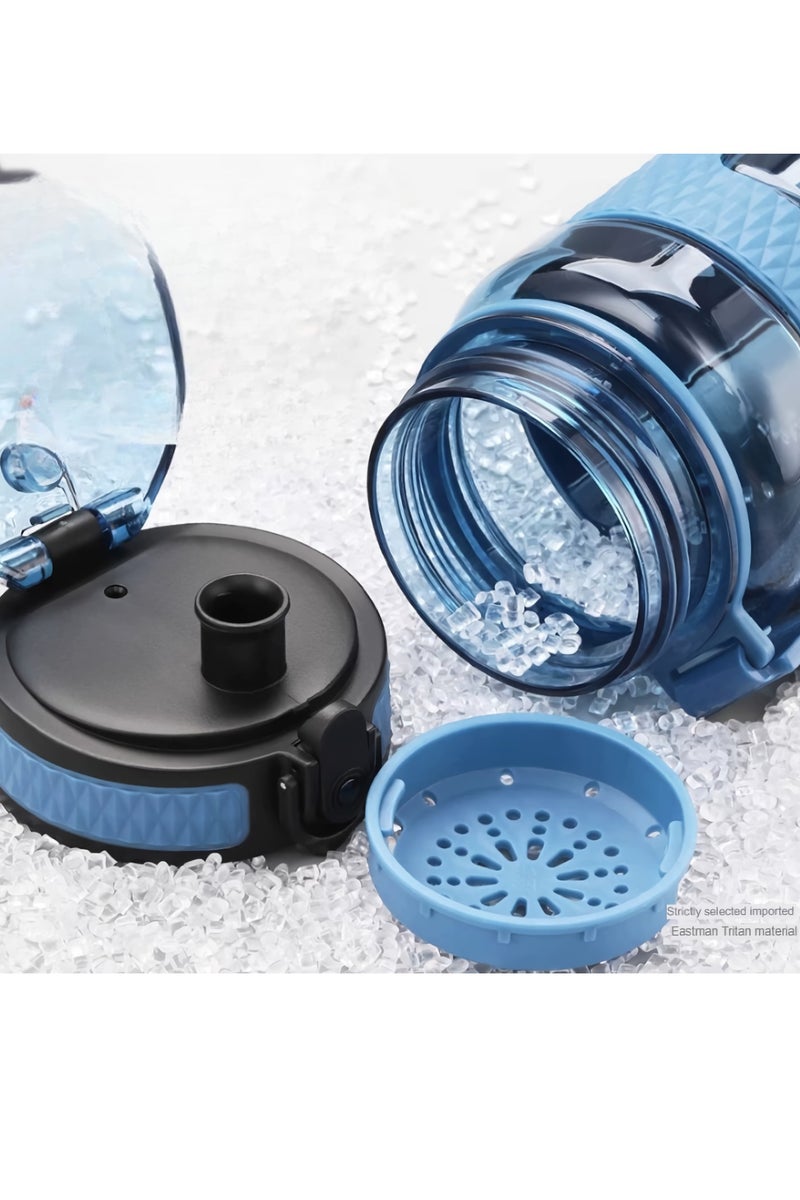 أوسبايس زجاجة مياه رياضية، زجاجة شرب خالية من مادة BPA ومضادة للتسرب، كوب مياه محمول بسعة كبيرة، قارورة مياه خفيفة الوزن سهلة التنظيف للأطفال والكبار، (قطعة واحدة، رمادي) - Image 4