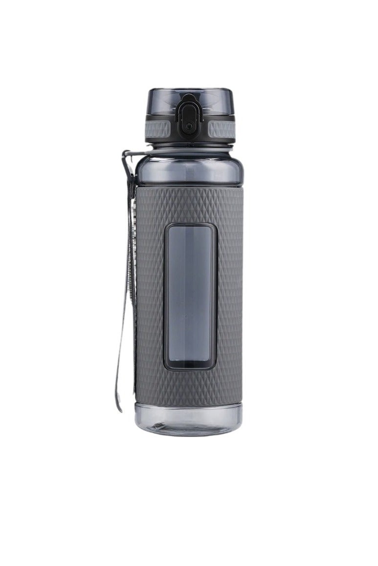 أوسبايس زجاجة مياه رياضية، زجاجة شرب خالية من مادة BPA ومضادة للتسرب، كوب مياه محمول بسعة كبيرة، قارورة مياه خفيفة الوزن سهلة التنظيف للأطفال والكبار، (قطعة واحدة، رمادي) - Image 1