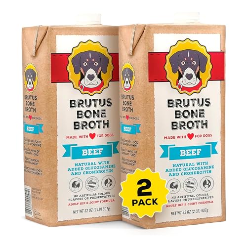 Brutus Bone Broth Brutus Beef Bone Broth for Dogs - All Natural Bone Broth with Chondroitin Glucosamine & Turmeric, Human Grade Food Toppers for Picky Eaters & Dry Food -Tasty & Nutritious- Pack of 2 - Image 1