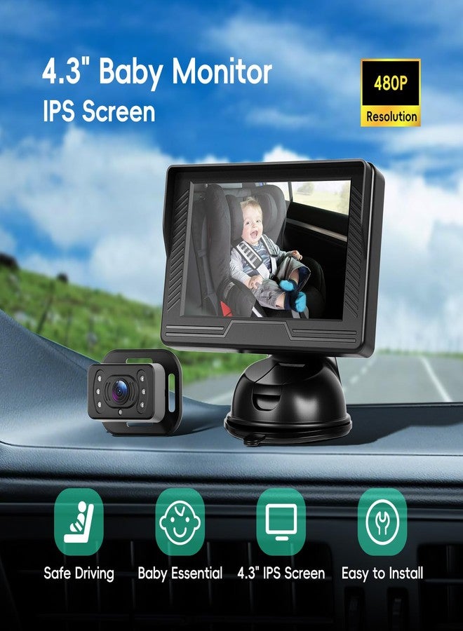 CAMECHO Baby Car Camera HD Monitor 4.3" with IR Night Vision View Angle Safety for Kids & Newborns Easy Setup Car Seat Cameras Play Rear Facing Real-Time Rear Seat Monitoring - Image 2