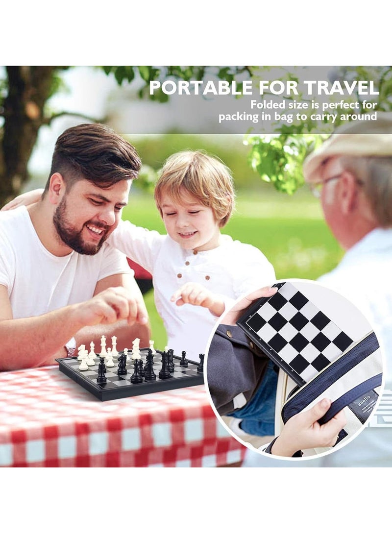 Magnetic Travel Chess Set, Portable Magnetic Chess Set with Storage Box, Foldable Mini Chess Board, Portable Chess Set for Kids and Adults (20x20x2cm)