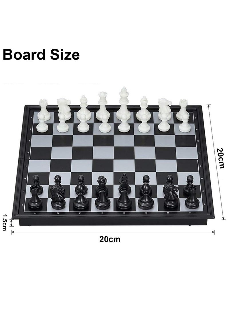 Magnetic Travel Chess Set, Portable Magnetic Chess Set with Storage Box, Foldable Mini Chess Board, Portable Chess Set for Kids and Adults (20x20x2cm)