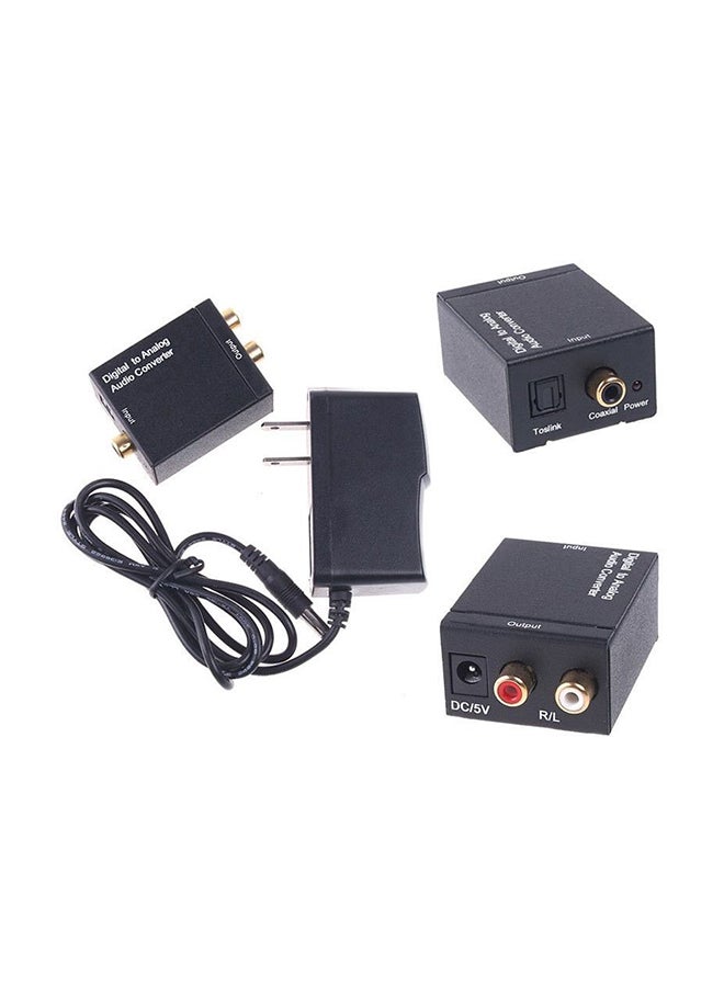 Coaxial Optical To Analog Audio Converter Adapter Black