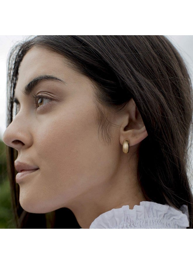 PAVOI 14K Yellow Gold Plated 925 Sterling Silver Posts Thick Dome Huggie Earrings For Women | Small Wide Round Hoop Earrings  - Image 4