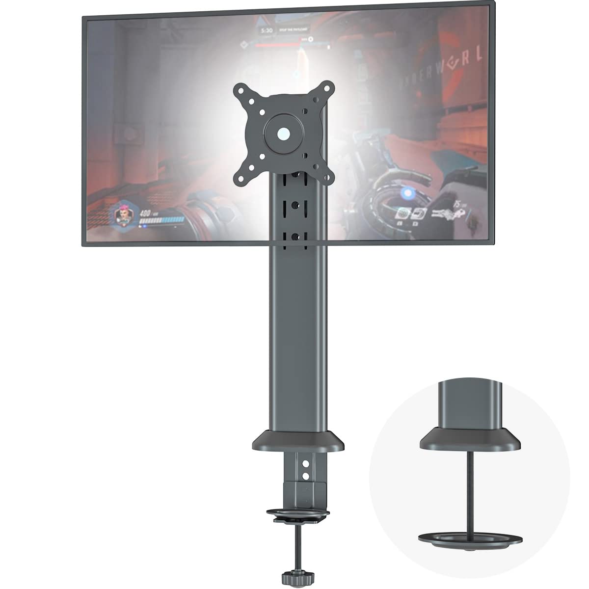 HEMUDU Single Desk Monitor Arm Mount Stand Fit for 13 inch to 32 inch Flat Curved Computer Screen with Swivel, Height Adjustable, Rotation,Holds up to 77lbs, Black
