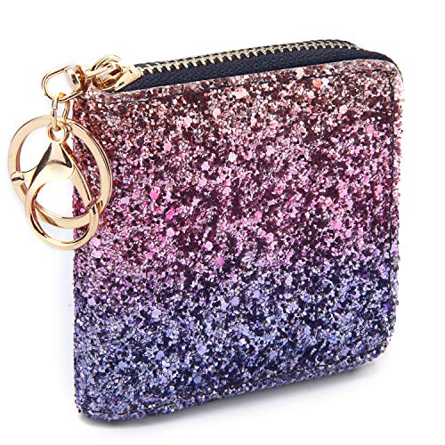 GEEAD Small Glitter Wallet for Women Mini Coin Purse Pouches with Key Ring for Christmas - Image 1