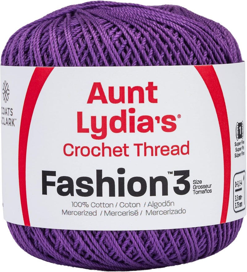 Coats Aunt Lydia's Fashion Crochet Thread Size 3 in Purple - 100% Mercerized Cotton - Image 1