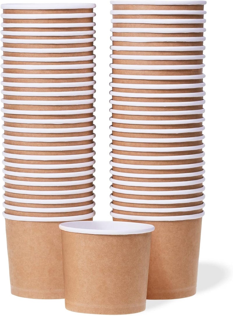 MATICAN Paper Ice Cream Cups - 50-Count 11-Oz Disposable Dessert Bowls for Hot or Cold Food, 11-Ounce Party Supplies Treat Cups for Sundae, Frozen Yogurt, Soup, Brown - Image 1