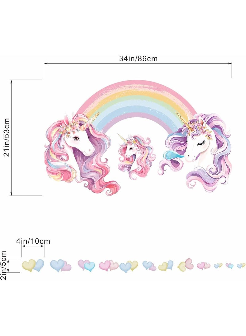 ARS Unicorn Rainbow Wall Stickers for Girls: Peel and Stick Unicornio Cloud Wall Decals - Wall Decor Art Kids Supplies Ages 1-12 Year - Image 2