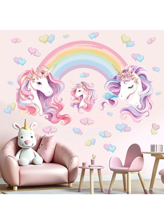ARS Unicorn Rainbow Wall Stickers for Girls: Peel and Stick Unicornio Cloud Wall Decals - Wall Decor Art Kids Supplies Ages 1-12 Year - Image 1