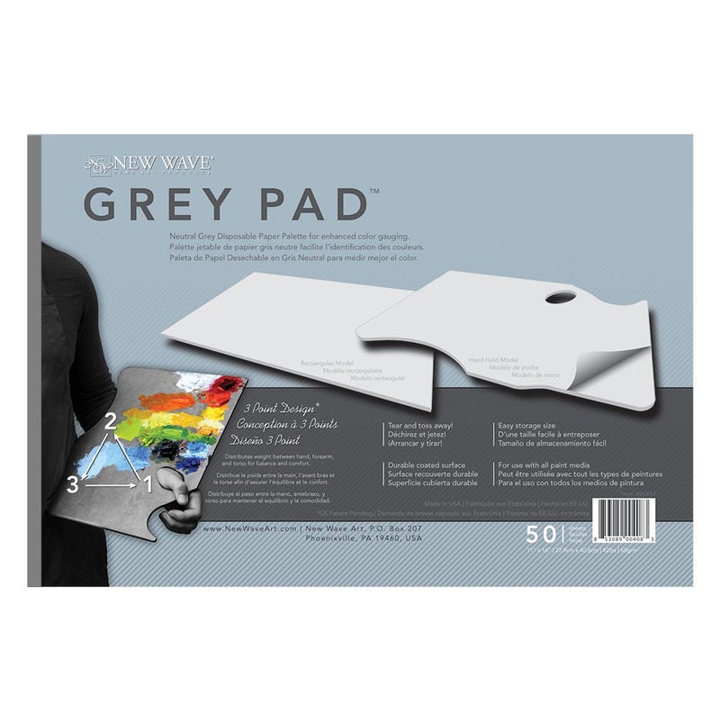 New Wave Grey Pad® | Rectangular Paper Palette, 11"x16" Inches, Disposable Paint Palette, 50 Sheets, Glue-Bound, Bleed-Proof Artist Mixing Palette, For Use With All Art Media - Image 5