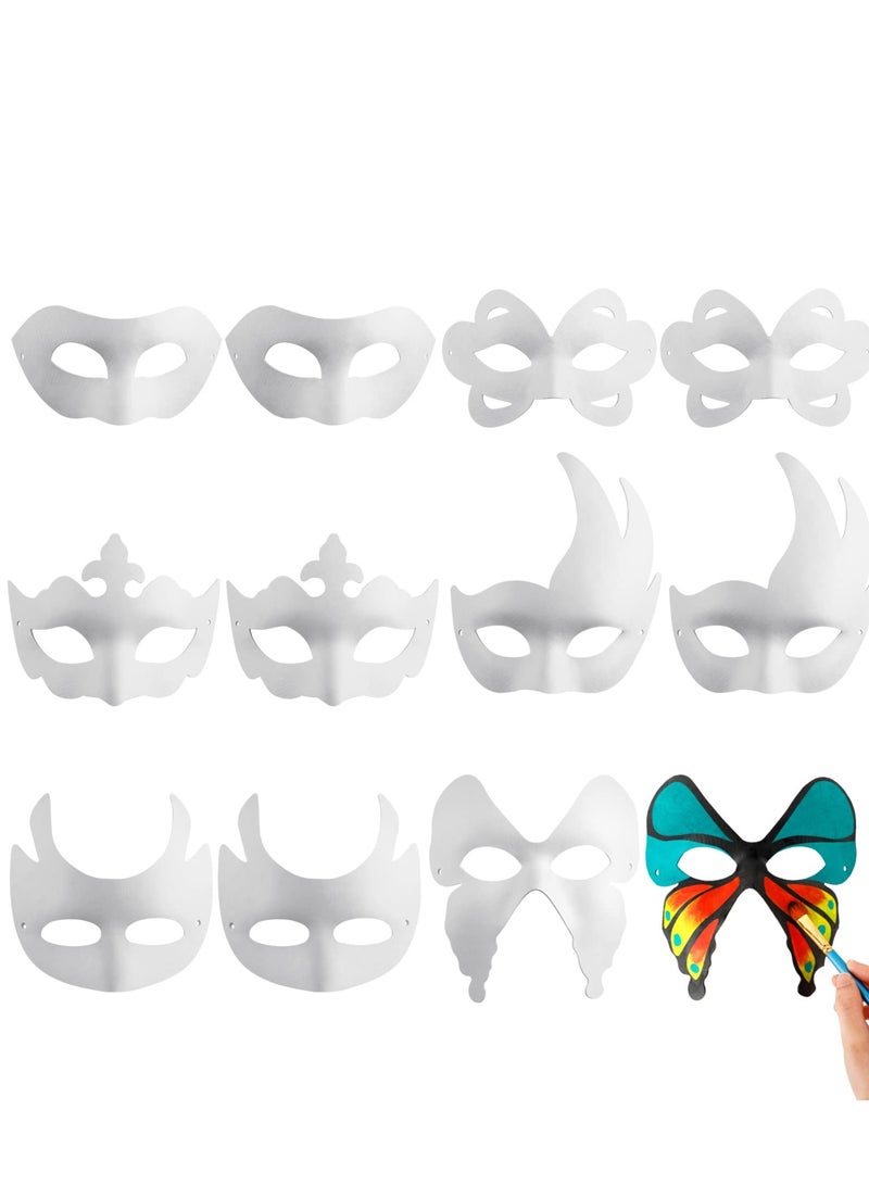 Excefore Masquerade Mask White Masks, 12PCS DIY Unpainted Masks Plain Half Face - Image 1