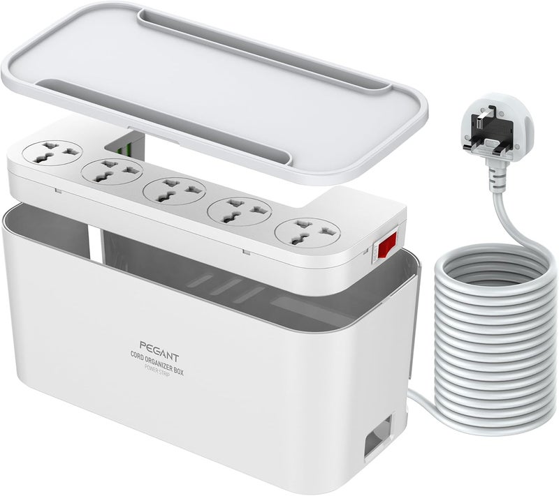 PEGANT 3-in-1 Power Extension Cord and Cable Management Box - Image 1
