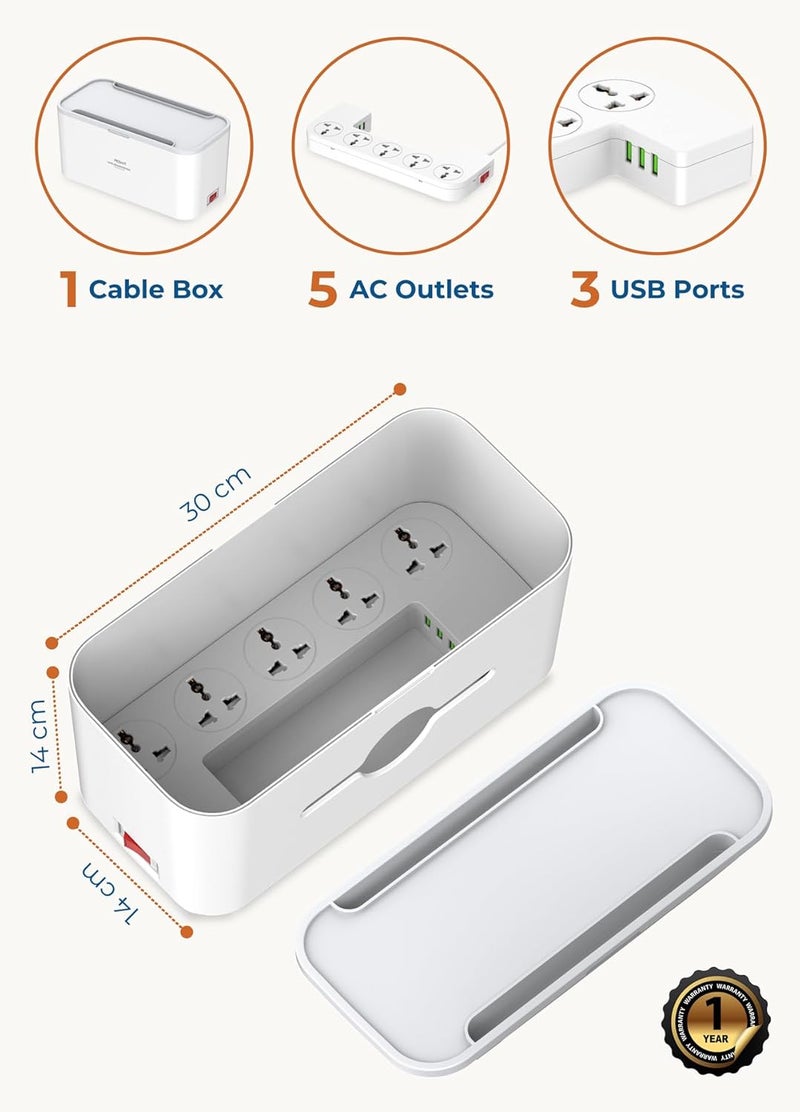 PEGANT 3-in-1 Power Extension Cord and Cable Management Box - Image 2