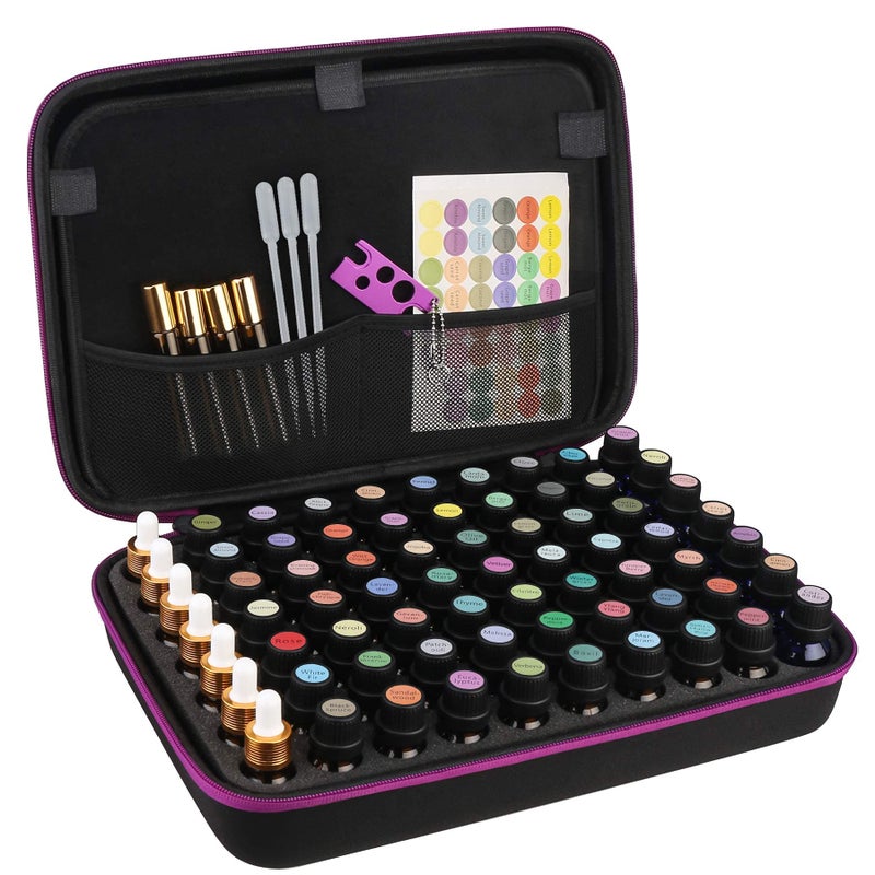 Canboc Essential Oil Storage Holder Organizer Carrying Case, Essential Oils Box Holds 70 Bottles 5ml 10ml 15ml 20ml Bottle for doTerra, Young Living Oils, Essential Oil Bag with Labels & Bottle Opener - Image 1