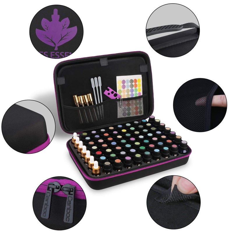 Canboc Essential Oil Storage Holder Organizer Carrying Case, Essential Oils Box Holds 70 Bottles 5ml 10ml 15ml 20ml Bottle for doTerra, Young Living Oils, Essential Oil Bag with Labels & Bottle Opener - Image 5