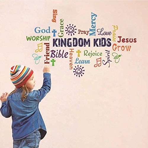 Cozy Decor Vinyl Wall Decal, Kindom Kids Multicolor Sticker, Inspirational Christian Bible Verse Poster for Children Classroom, Church Religious Decoration - Image 4