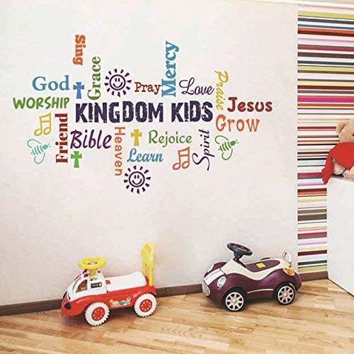 Cozy Decor Vinyl Wall Decal, Kindom Kids Multicolor Sticker, Inspirational Christian Bible Verse Poster for Children Classroom, Church Religious Decoration - Image 3