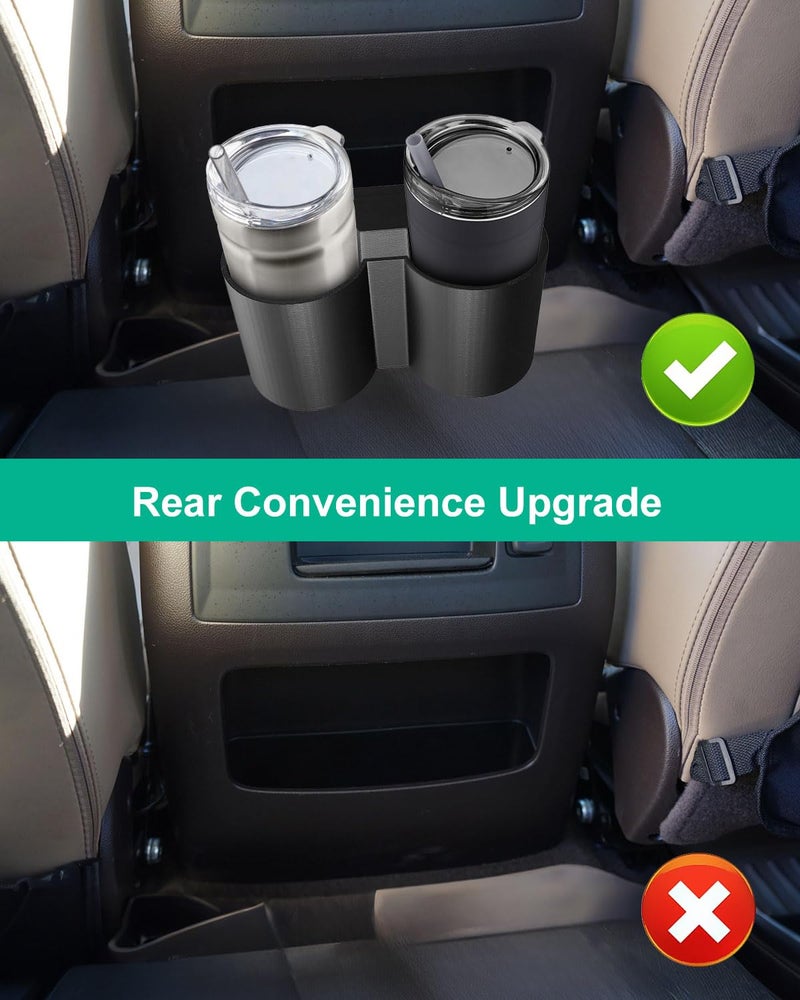 THXCHER Rear Dual Cup Holder Compatible with Chevrolet Yukon Denali Tahoe Suburban and GMC Sierra Silverado 2015-2020, 3-Inch Cupholder Durable Plastic - Image 3