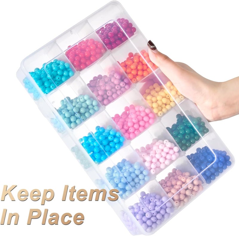 Mauproy 15 Grids Large Plastic Organizer Box with Adjustable Dividers, Clear Craft Organizer and Storage Tackle Box Compartment Container with Label Stickers for Beads, Jewelries, Tools - Image 4