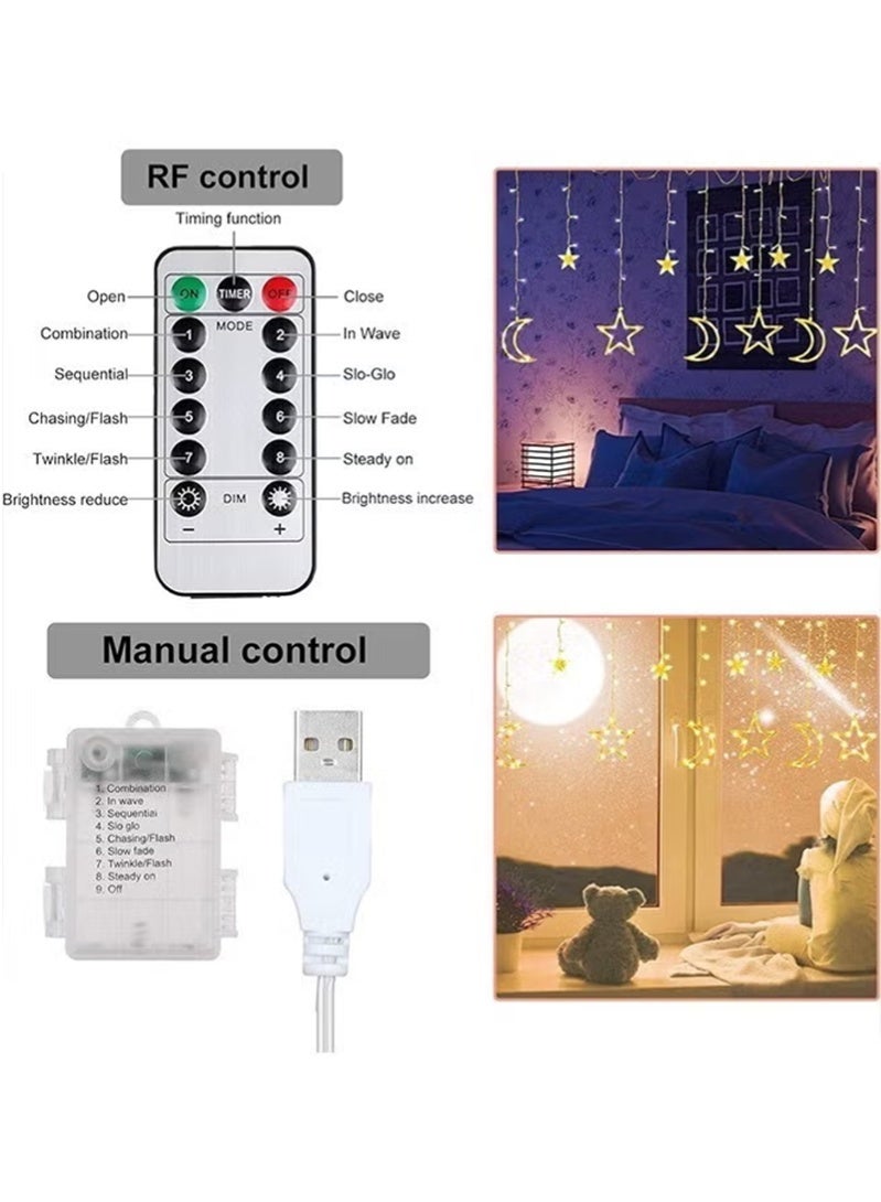 توبيتش أضواء زينة رمضان، أضواء LED رمضان الخارجية، أضواء زينة نجمة وقمر بطول 2 متر للحفلات وغرف النوم والعطلات الداخلية والخارجية (أبيض دافئ) - Image 5