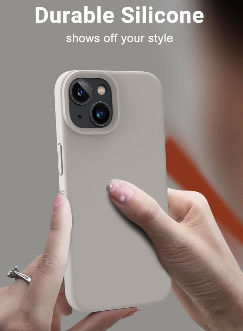 iPhone 13 Silicone Case with MagSafe – Soft-Touch Finish, Shock-Absorbing Protection, Raised Edges for Camera & Screen, Wireless Charging Compatible - Beige  - Image 3