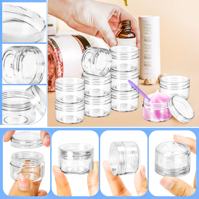 MotBach 40 PCS 15g Empty Plastic Containers with Clear Lids, Small Makeup Containers, 0.5oz Small Sample Jars Round Travel Cosmetic Jars with Spatulas for Liquid Cream Lotion Powder - Image 3