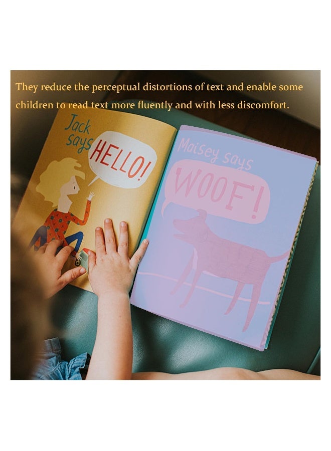 8x أغلفة ملونة بحجم A4 لضعف القراءة، أغلفة ضعف القراءة، مساعدات ضعف القراءة للأطفال، أغلفة ملونة لضعف القراءة، أغلفة لقراءة ضعف القراءة، مسطرة قراءة لضعف القراءة - Image 3