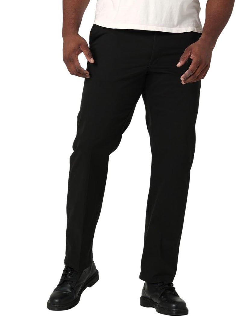 Lee Men's Big & Tall Extreme Motion Flat Front Regular Straight Pant Black 52W x 30L - Image 1