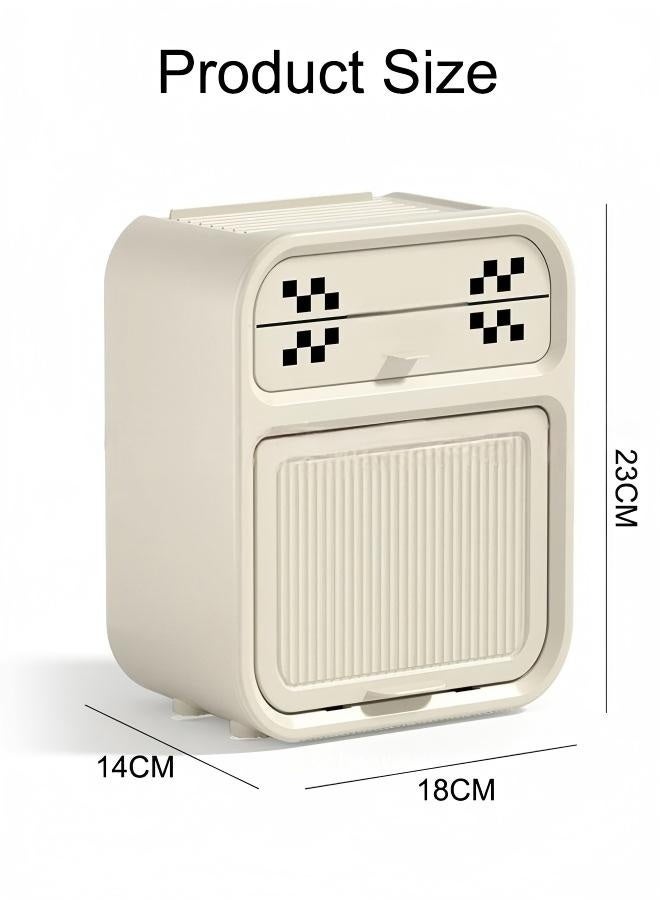 Toilet Paper Holder Tissue Box Shelf, Wall Mounted, Waterproof, No Hole Punching, Toilet Tissue Paper Roll Holder,with Built-in Shelf and Hidden Cabinet,Easy Installation - Image 2