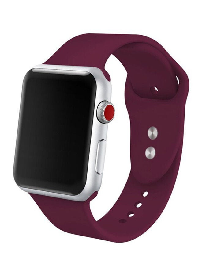 NIBEMINENT Soft Silicone Replacement Sport Band For Apple Watch Series 3/2/1 Red Wine
