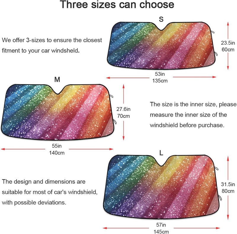 Rainbow Glitter Car Windshield Sun Shade Foldable Sun Visor Automotive Sunshades for Car Truck SUV Blocks UV Rays Keep Your Vehicle Cool - Image 5