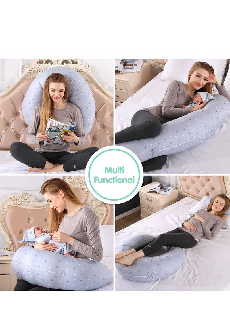 XiuWoo Pregnancy Pillow Multi-Functional Maternity Body Pillow for Sleeping Cute and Comfy Baby Nursing Pillow for Baby Bottle Feeding and Body Support - Image 2