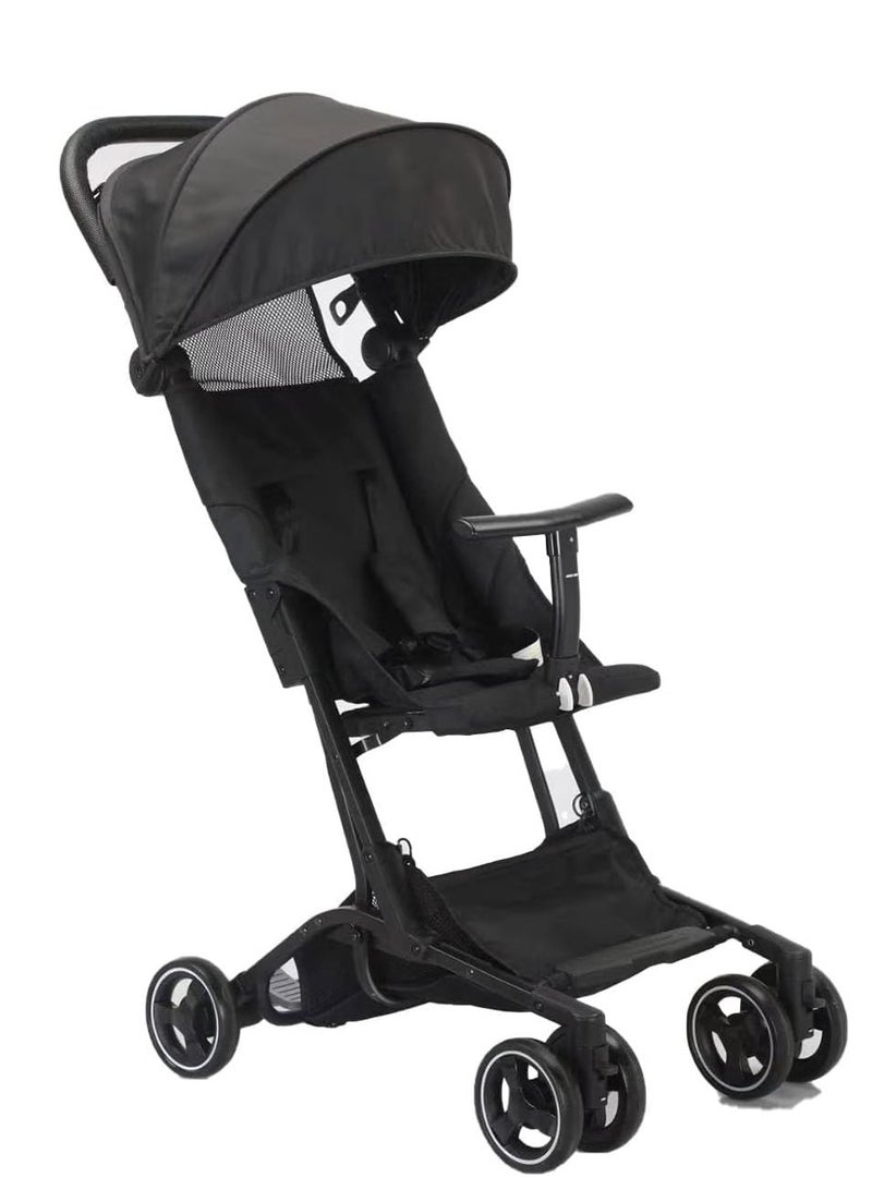 Baby Stroller Foldable, Lightweight, 5.2 kg, Aluminium Alloy Frame, 100 kg Weight Capacity, Foldable to 24x40x24 cm, Black, Stroller for Toddlers 3-6 Years - Image 1