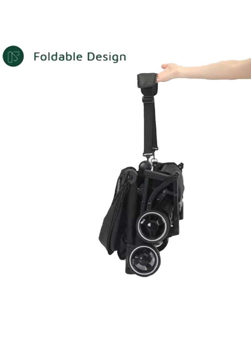 Baby Stroller Foldable, Lightweight, 5.2 kg, Aluminium Alloy Frame, 100 kg Weight Capacity, Foldable to 24x40x24 cm, Black, Stroller for Toddlers 3-6 Years - Image 2