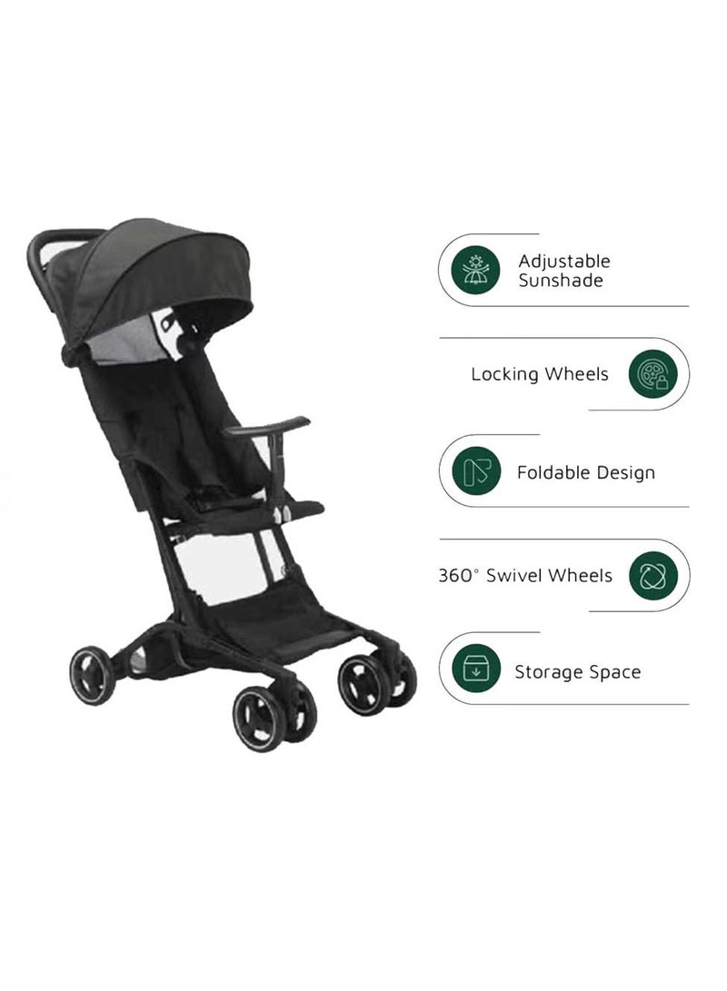 Baby Stroller Foldable, Lightweight, 5.2 kg, Aluminium Alloy Frame, 100 kg Weight Capacity, Foldable to 24x40x24 cm, Black, Stroller for Toddlers 3-6 Years - Image 5