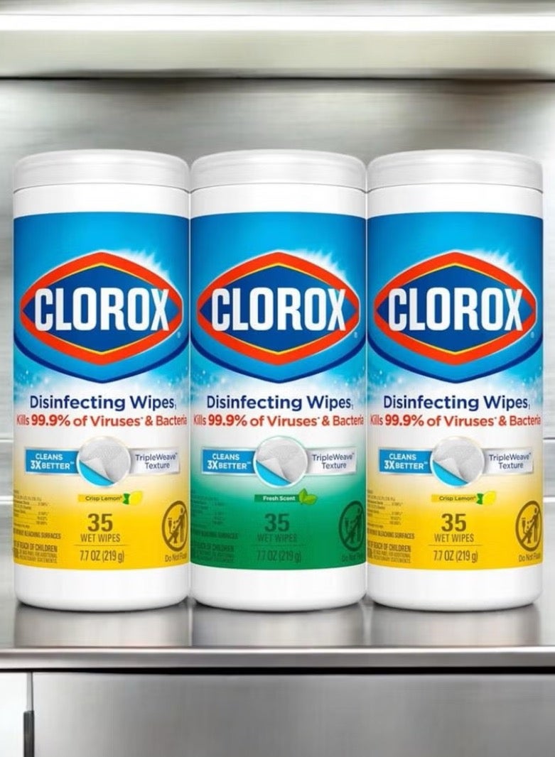 Clorox Fresh Scented Multi-Surface Disinfecting Wipes Bleach Free 3 Pack Assorted Pack 3 Packs x 35 Wipes x 258g = 105 Wipes 774g - Image 1