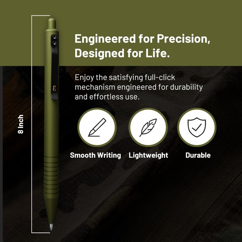 Everyman OD Green Grafton Super Matte Full Click Refillable Gel Pen | Durable EDC Writing Tool with Deep Grip | Smooth 0.7mm Ink Flow for Daily Use, Notes, Journaling, and Office Essentials - Image 3