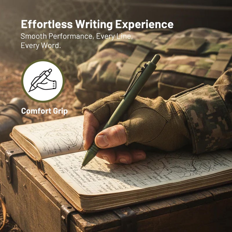 Everyman OD Green Grafton Super Matte Full Click Refillable Gel Pen | Durable EDC Writing Tool with Deep Grip | Smooth 0.7mm Ink Flow for Daily Use, Notes, Journaling, and Office Essentials - Image 2