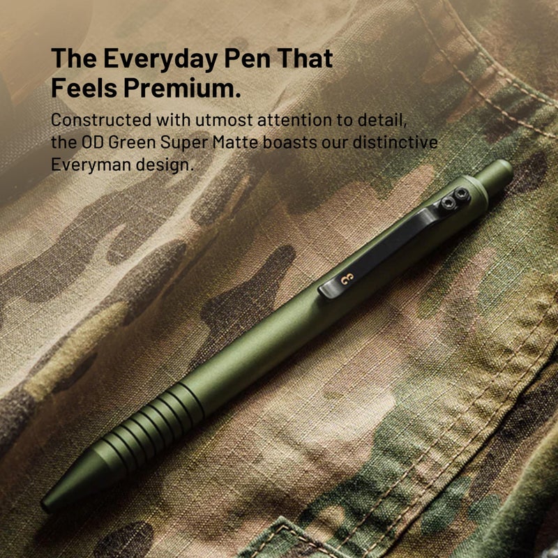 Everyman OD Green Grafton Super Matte Full Click Refillable Gel Pen | Durable EDC Writing Tool with Deep Grip | Smooth 0.7mm Ink Flow for Daily Use, Notes, Journaling, and Office Essentials - Image 4